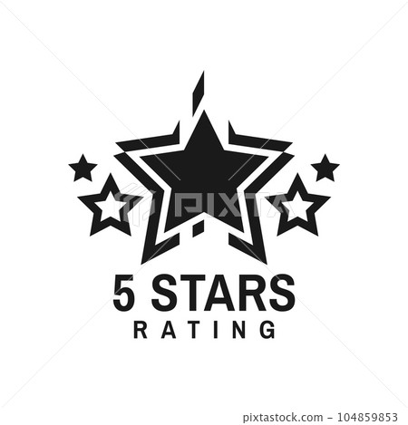 Five star rating, best award icon or symbol. User ranking or rate, business reputation opinion survey or product premium quality evaluation vector emblem. Goods grade satisfaction feedback label Five star rating, best award icon or symbol. User ranking or rate, business reputation opinion survey or product premium quality evaluation vector emblem. Goods grade satisfaction feedback label 104859853