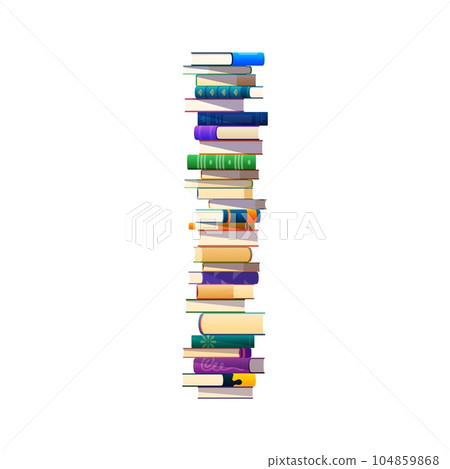 High book stack, isolated vector pile of cartoon textbooks with colorful covers and variety of sizes and colors. Well organized neatly arranged and balanced literature heap for education and reading High book stack, isolated vector pile of cartoon textbooks with colorful covers and variety of sizes and colors. Well organized neatly arranged and balanced literature heap for education and reading 104859868