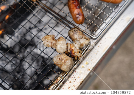 BBQ, charcoal-grilled offal, BBQ beef intestines BBQ, charcoal-grilled offal, BBQ beef intestines 104859872