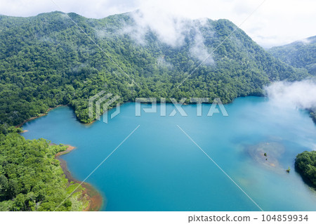 Aerial view of Lake Okotanpe in summer Aerial view of Lake Okotanpe in summer 104859934