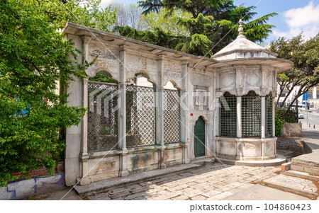 Haci Mehmet Emin Aga Fountain, or Sebil, near Dolmabahce, Istanbul, Turkey Haci Mehmet Emin Aga Fountain, or Sebil, near Dolmabahce, Istanbul, Turkey 104860423