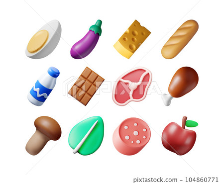 3D Collection of Fresh Products 104860771
