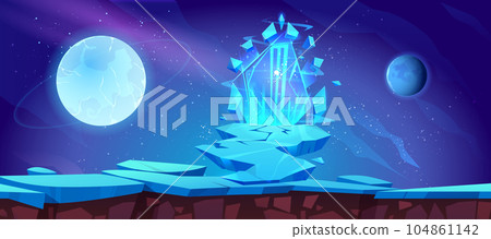 Space game platform with magic ice portal 104861142