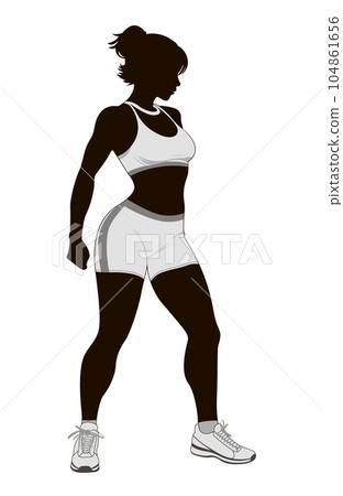Silhouette of an athlete standing Silhouette of an athlete standing 104861656