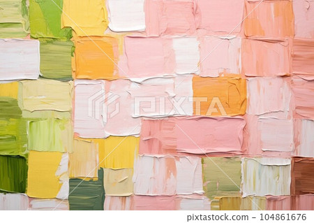 油畫設計與調色板刀方塊-春天的抽象背景橫幅)粉紅色和綠色。 AI生成圖像 油畫設計與調色板刀方塊-春天的抽象背景橫幅)粉紅色和綠色。 AI生成圖像 104861676