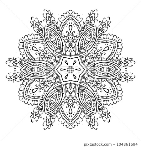 Floral mandala for coloring book, mehndi ornament Floral mandala for coloring book, mehndi ornament 104861694