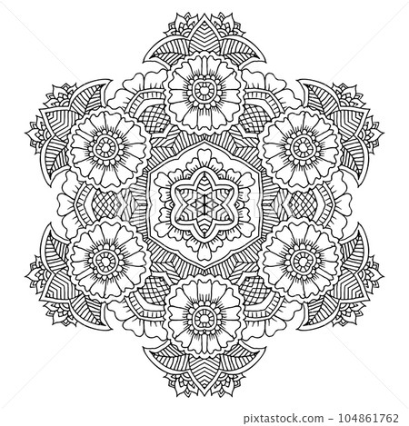 Floral mandala for coloring book, mehndi ornament 104861762