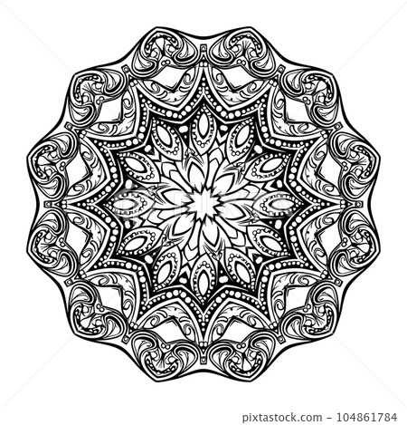feather mandala for coloring book, lace ornament 104861784