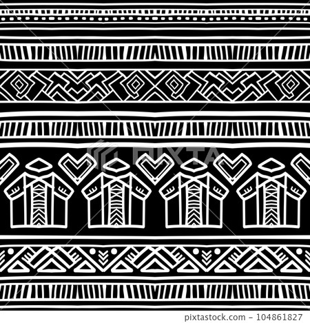 Native, ethnic seamless pattern, black and white 104861827