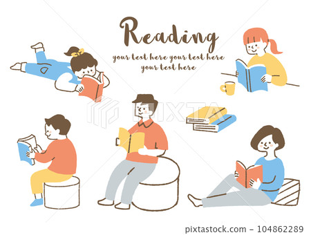 Set of people who like reading _ color Set of people who like reading _ color 104862289