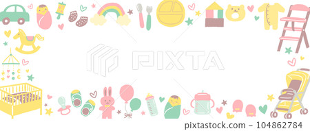 Illustration frame of cute baby items 104862784