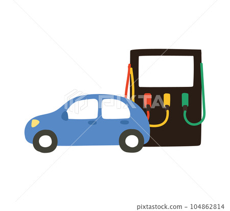 簡單可愛的汽車和汽油表插畫 104862814