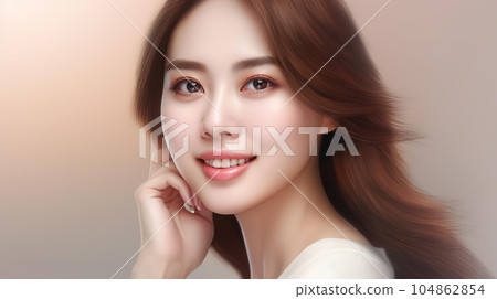 長發女人臉的美女形象(生成AI) 長發女人臉的美女形象(生成AI) 104862854