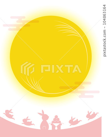 Full moon and rabbit frame moon viewing 15th night Full moon and rabbit frame moon viewing 15th night 104863164