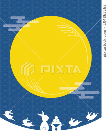 Full moon and rabbit frame moon viewing 15th night Full moon and rabbit frame moon viewing 15th night 104863168