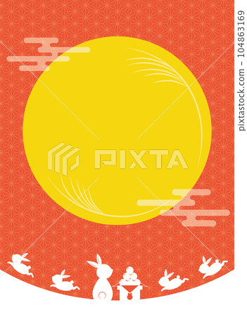 Full moon and rabbit frame moon viewing 15th night Full moon and rabbit frame moon viewing 15th night 104863169