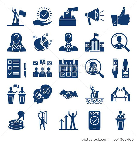 Politics icon set in glyph style 104863466