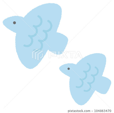Illustration of two simple and cute blue birds Hand-drawn style Illustration of two simple and cute blue birds Hand-drawn style 104863470