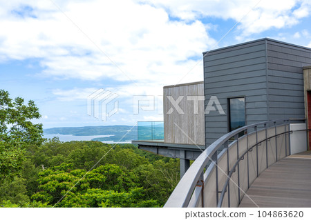 View towards Noto Island from the sky deck of Besshodake Service Area | Noto Satoyama Kaido | Nanao City, Ishikawa Prefecture 104863620
