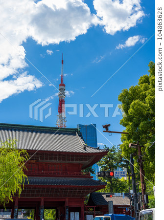 芝大門的街景和東京象徵塔方向的風景 | 東京都港區 104863628