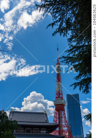 芝大門的街景和東京象徵塔方向的風景 | 東京都港區 芝大門的街景和東京象徵塔方向的風景 | 東京都港區 104863629