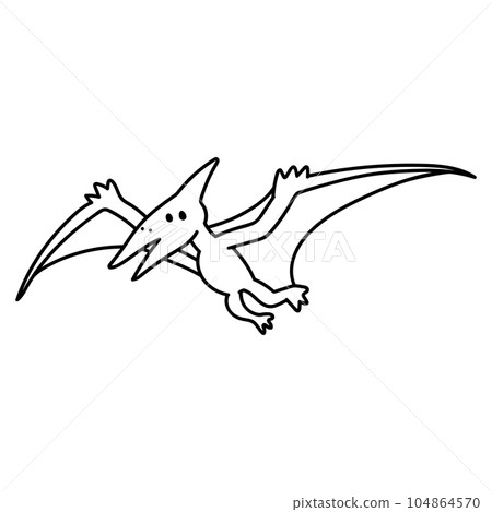 Pteranodon, Yurukawa dinosaur illustration, line drawing 104864570