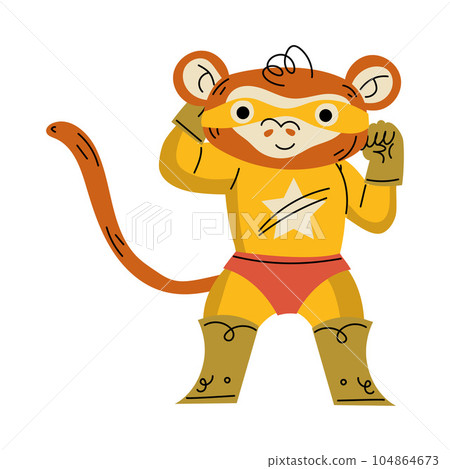 Monkey Animal Superhero Character Dressed in Mask Vector Illustration Monkey Animal Superhero Character Dressed in Mask Vector Illustration 104864673