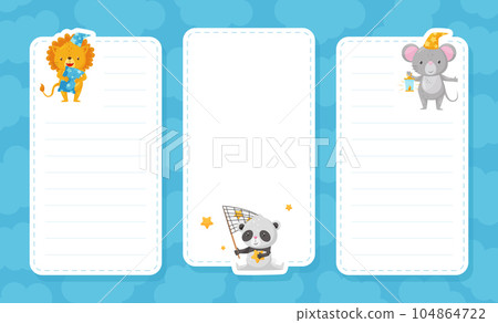 Empty Card with Cute Animals Having Bedtime Vector Template 104864722
