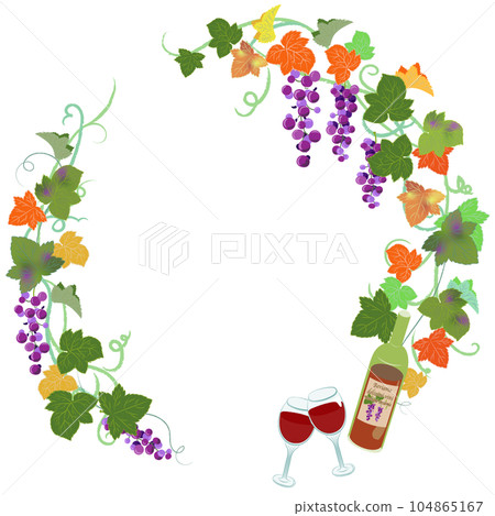 秋葉常春藤、葡萄和酒 104865167