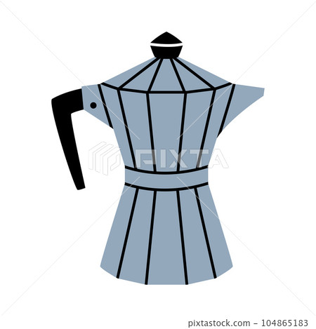 Steel Kettle with Coffee Aromatic Drink Vector Illustration 104865183