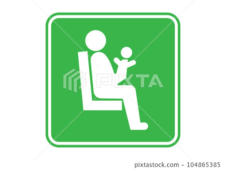 Priority seat mark Illustration of a silhouette of a mother holding a green baby sitting in a priority seat Facing right Priority seat mark Illustration of a silhouette of a mother holding a green baby sitting in a priority seat Facing right 104865385