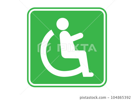 Priority seat mark Illustration of a green human silhouette sitting in a wheelchair Facing right Priority seat mark Illustration of a green human silhouette sitting in a wheelchair Facing right 104865392