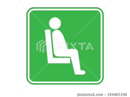 優先座位標記 坐在椅子上、面向右側的綠色人體輪廓插圖 104865396