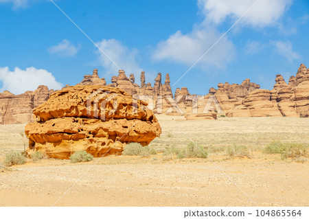 Desert cliffs formations landscape at Hegra, Al Ula, Saudi Arabia 104865564