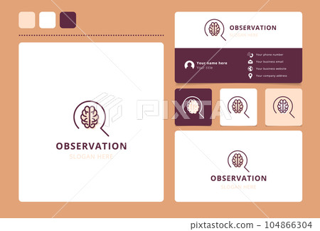 Observation logo design with editable slogan. Branding book and business card template. Observation logo design with editable slogan. Branding book and business card template. 104866304