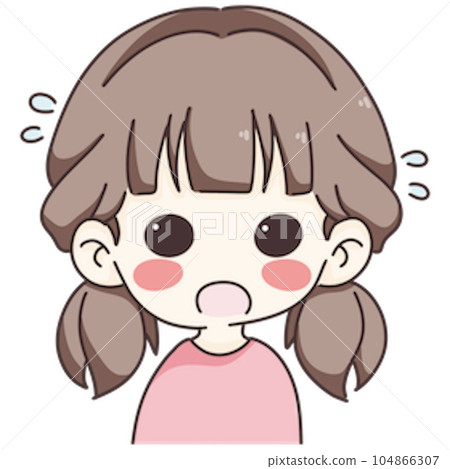 Cartoon cute girl anxious 104866307