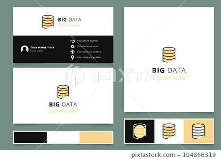 Big data logo design with editable slogan. Branding book and business card template. Big data logo design with editable slogan. Branding book and business card template. 104866319