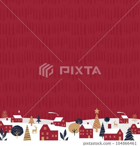 白雪皚皚的聖誕城市景觀的矢量圖背景 104866461