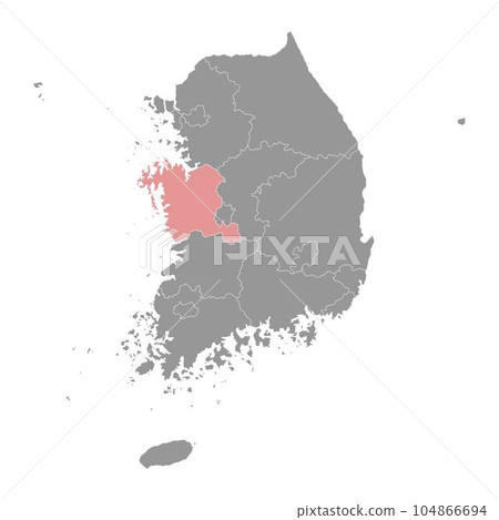 South Chungcheong map, province of South Korea. Vector illustration. 104866694