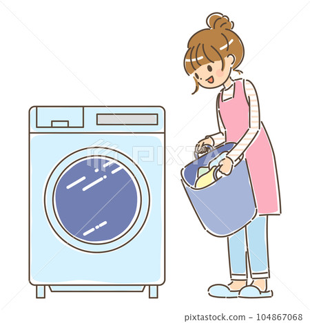 微笑著洗衣服的年輕女子沒有背景 104867068