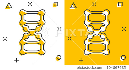 Dna molecule icon in comic style. Atom cartoon vector illustration on white isolated background. Molecular spiral splash effect sign business concept. Dna molecule icon in comic style. Atom cartoon vector illustration on white isolated background. Molecular spiral splash effect sign business concept. 104867685