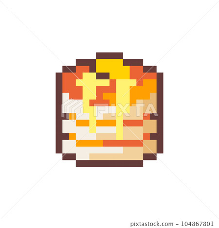 Pixel Art Pancakes with Butter. Retro 8 bit Style Bakery Food Illustration. Ideal for Sticker, Retro Decorative Element, Game Asset, Emoji, or Cute Geek Avatar. Pixel Art Pancakes with Butter. Retro 8 bit Style Bakery Food Illustration. Ideal for Sticker, Retro Decorative Element, Game Asset, Emoji, or Cute Geek Avatar. 104867801