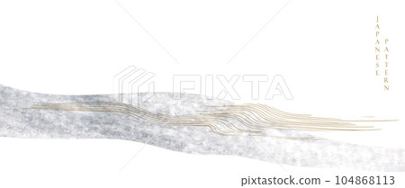 Hand drawn wave element with Japanese pattern vector. Oriental grey line decoration with banner design, flyer or presentation in vintage style. Ocean sea elements with watercolor texture. Hand drawn wave element with Japanese pattern vector. Oriental grey line decoration with banner design, flyer or presentation in vintage style. Ocean sea elements with watercolor texture. 104868113