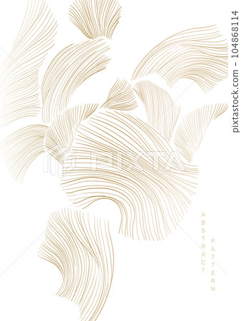 Abstract art background with hand drawn line texture vector. Leaf pattern banner design with Natural decoration in luxury style. Gold flower frame and border in retro style. (Multiple values) Abstract art background with hand drawn line texture vector. Leaf pattern banner design with Natural decoration in luxury style. Gold flower frame and border in retro style. (Multiple values) 104868114