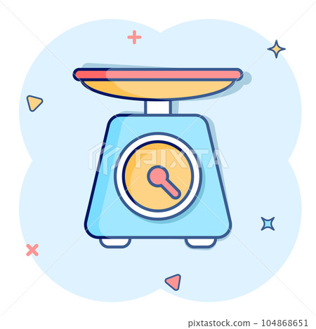 Balance scales with food comic book style Vector Image