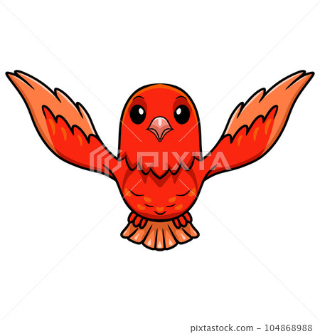 Cute red factor canary cartoon flying 104868988