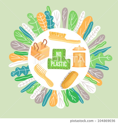 Zero waste poster. Eco concept, no trash life. Set of reusable objects or things for eco use 104869036