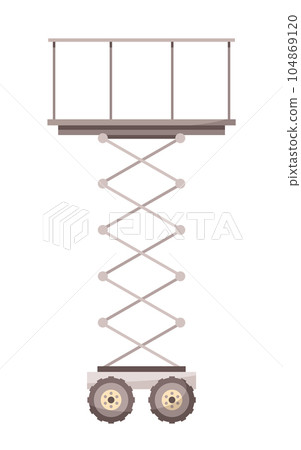 Isolated scissor platform or lift at white background, mobile crane, construction industry 104869120