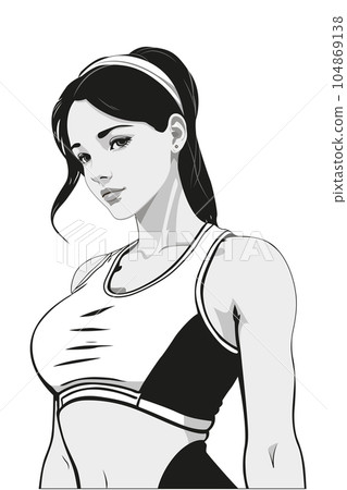 Black and white vector portrait of an athlete girl 104869138