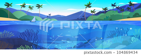 sea or ocean marine fauna with fish and coral reef underwater recreational activity summer vacation concept sea or ocean marine fauna with fish and coral reef underwater recreational activity summer vacation concept 104869434